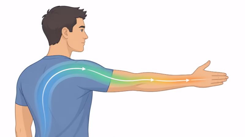 手先から背中までがつながった腕の絞りのイメージを示す挿絵